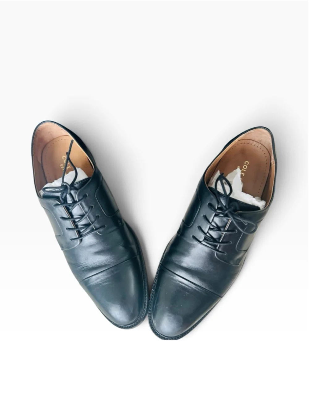 COLE HAAN GRAND OS BLACK WARREN CAP TOE OXFORDS MENS 10 DRESS SHOES